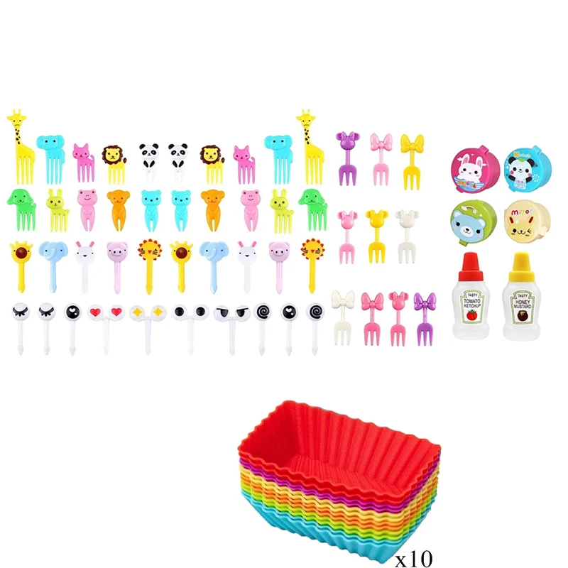 Cute Animal Snack Forks & Silicone Dividers Set for Kids