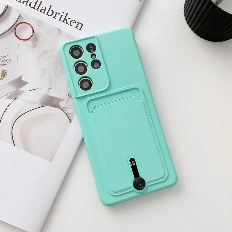 Premium Fine Hole Sliding Card Holder Silicone Phone Case – Shockproof Soft Back Cover