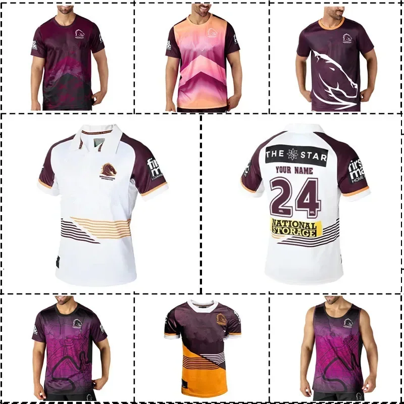 2024 Brisbane Broncos Home/ Away / Training Tee / Heritage / Singlet Rugby Jersey - Mens Size: S-5XL （Print Custom Name Number）