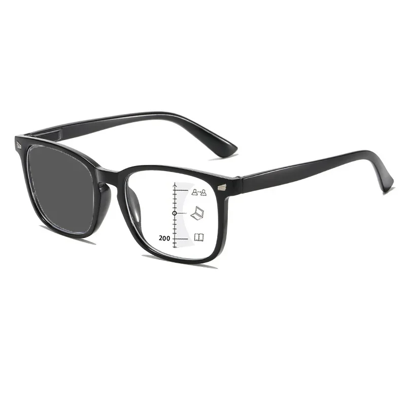 Men Women Multifocal Progressive Photochromic Reading Glasses Anti-blue Light Far Eyewear Sunglasses with Diopters +1.0 To +4.0 6
