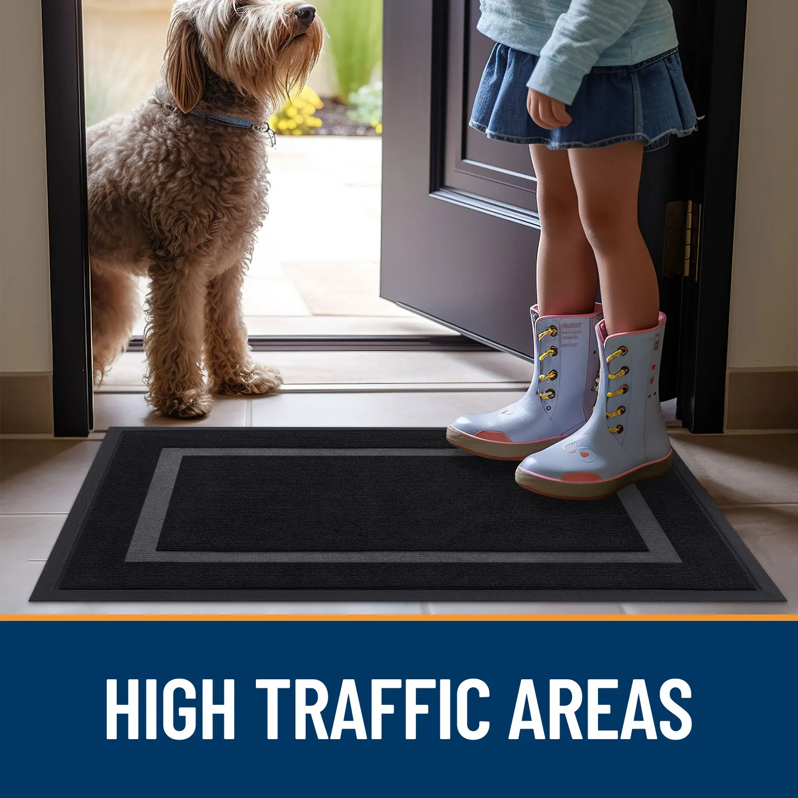 HAPIHAPPY New Waterproof Door Mat Entrance Nonslip Fade Resistant Door Mat Easy Clean Patio Porch Entryway Door Mat All-Season
