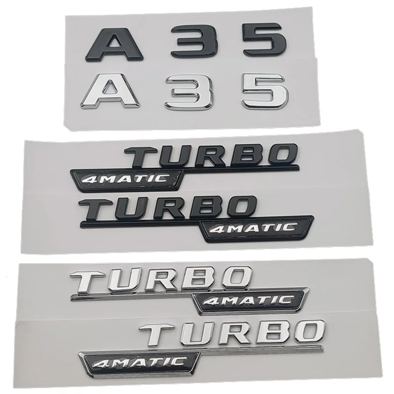 3D Abs Chrome Black Logo A35 Sticker Car Trunk Badge Fender Turbo 4Matic Emblem Per Mercedes A 35 Amg W176 W177 Accessori