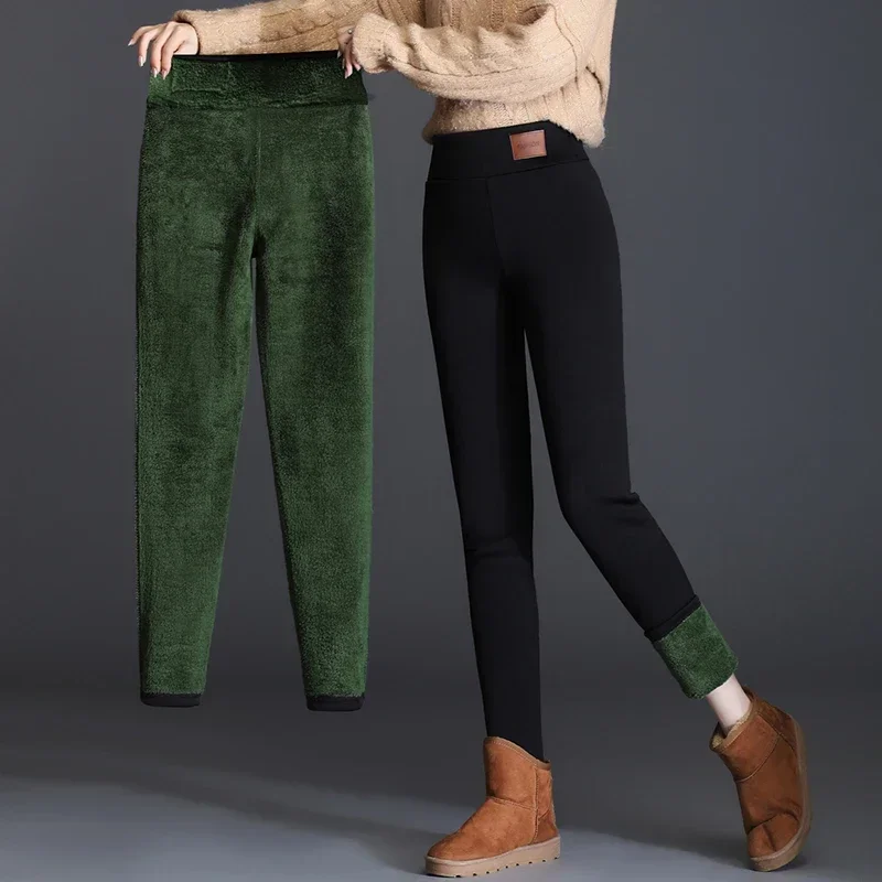 

Autumn Fashion Thicken Warm Leggings Pants Office-lady High-waist Slim Fit Female Thermal Pencil Pants New Lady Trousers 29639