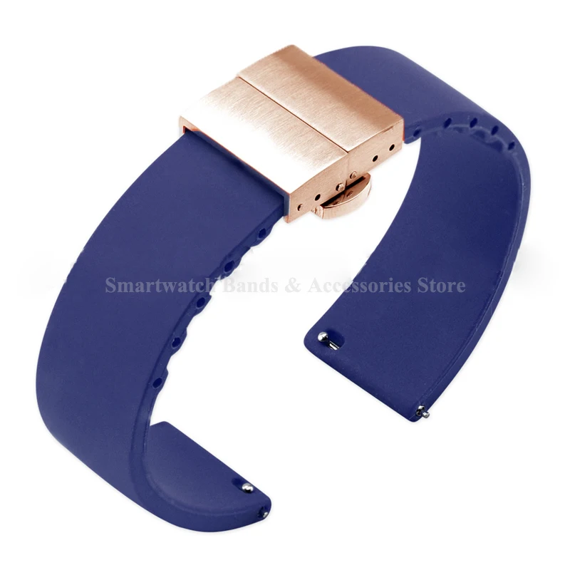 Silicone Quick Release Waterproof Sport Watch Strap with Double Press Butterfly Buckle
