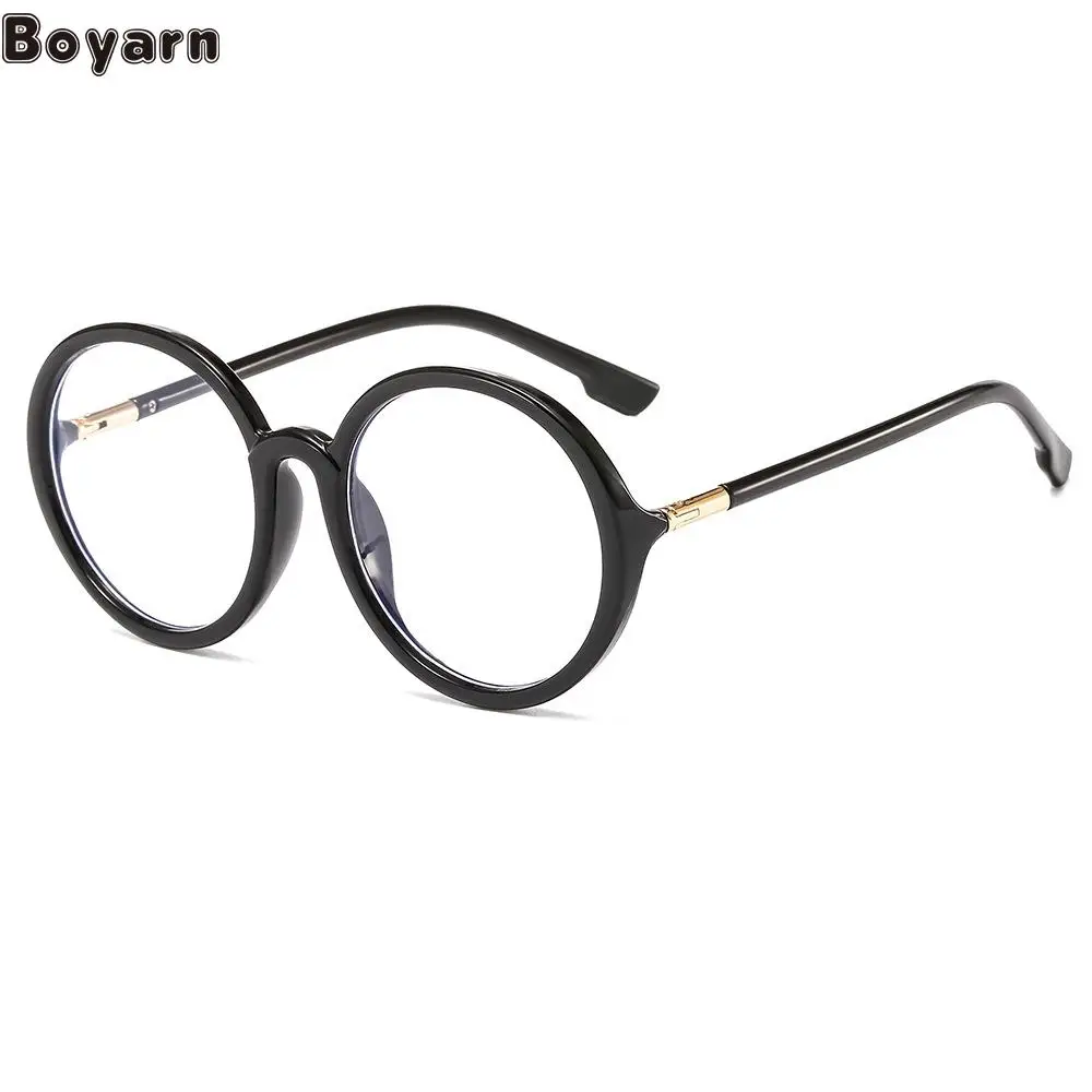 

Boyarn Cross Border Round Spectacle Frame Street Photography Versatile Net Red Same Blue Light Proof Flat Lens Ins Small Red Boo