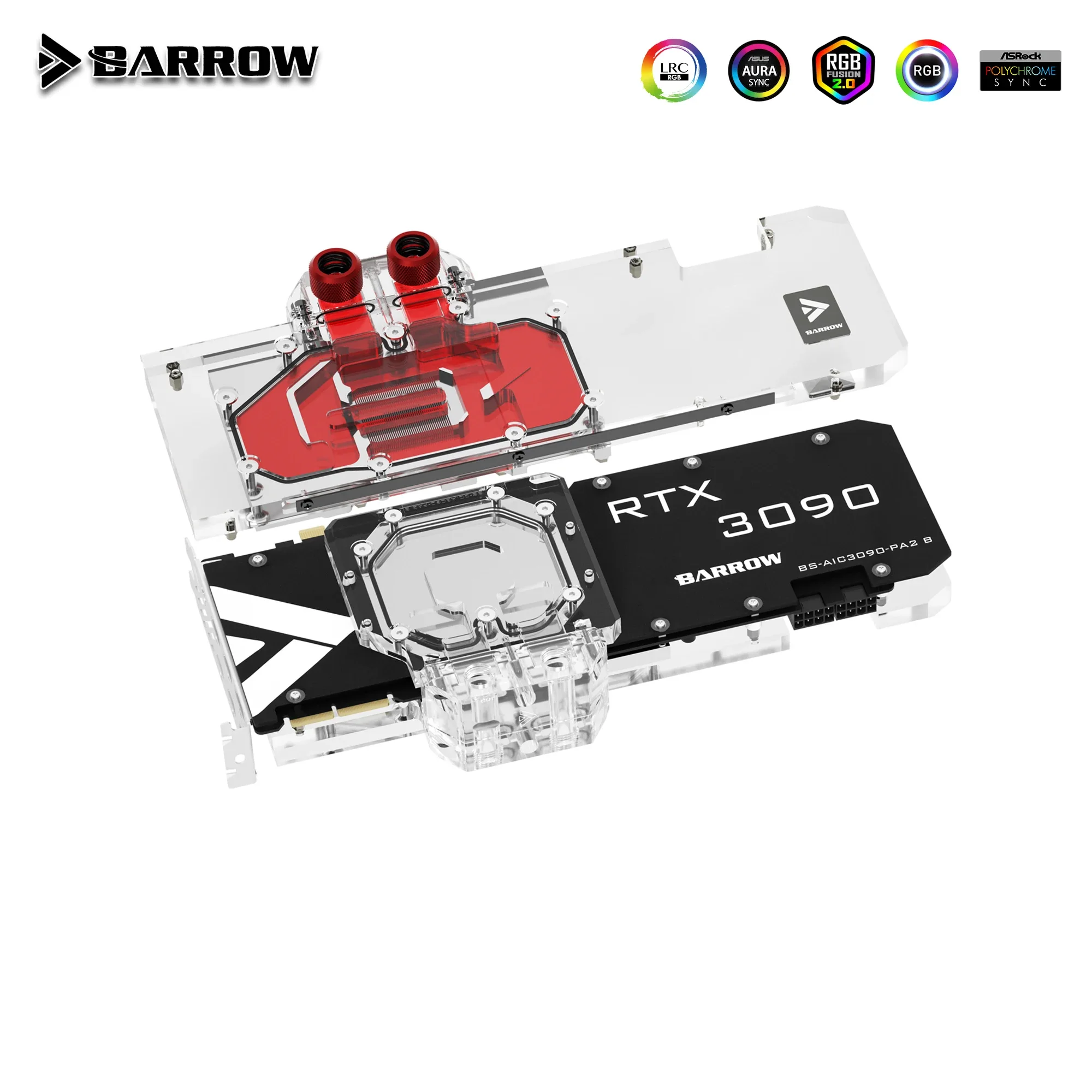 

BARROW GPU Water Block For ZOTAC RTX 3090/3080 Ti 12G6X Graphics card Cooler 5V ARGB 3PIN AURA SYNC BS-AIC3090-PA2
