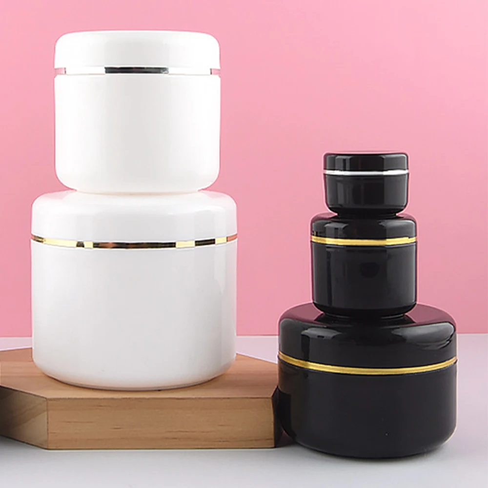 

10pcs 10g 20g 30g 50g Cosmetic Cream Jar Pot Empty Plastic Makeup Sample Bottle Refillable Cosmetic Container White Black