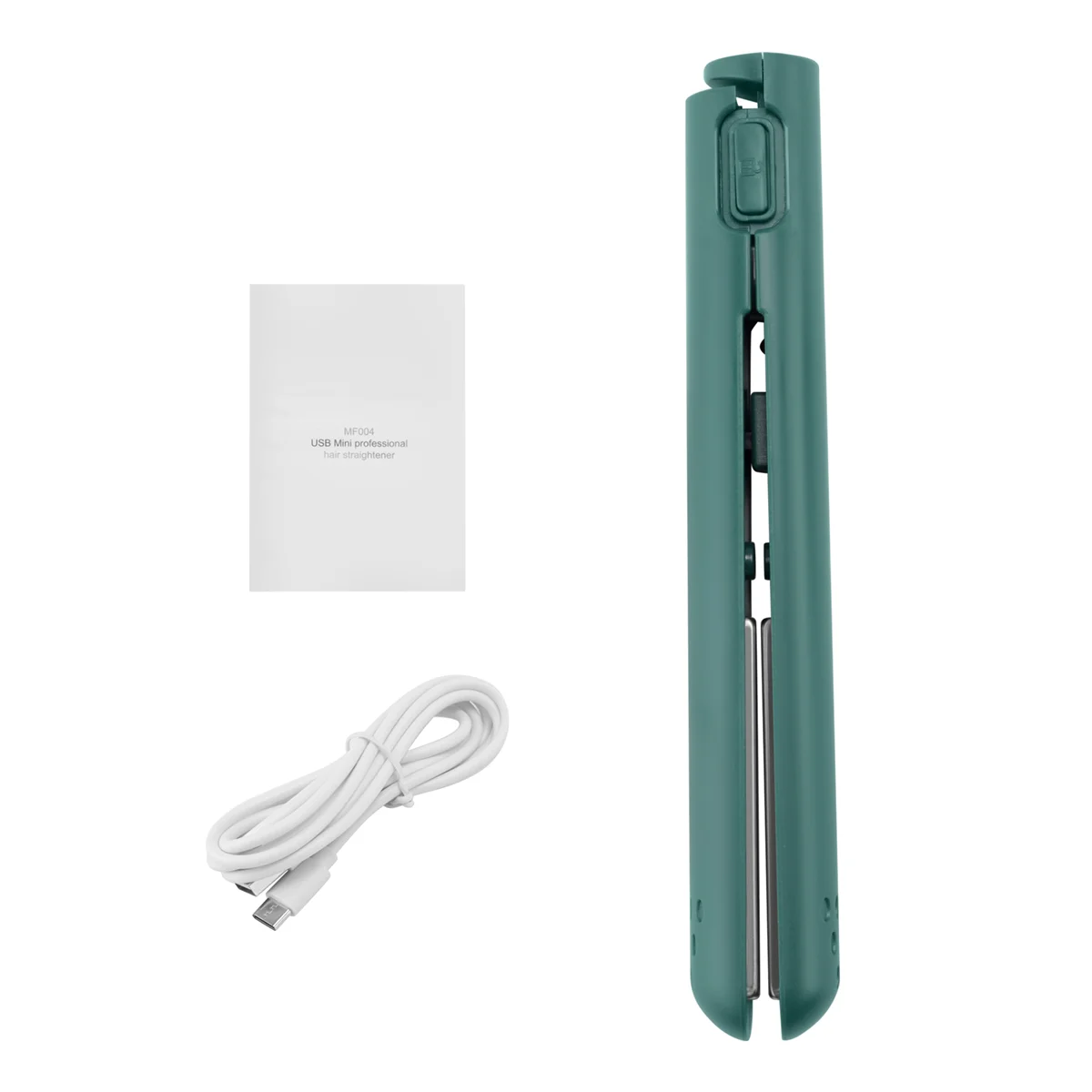 A14G-USB Cable Mini Portable Hair Straightener for Straight and Curling Dual-Use Curling Irons for Students Green
