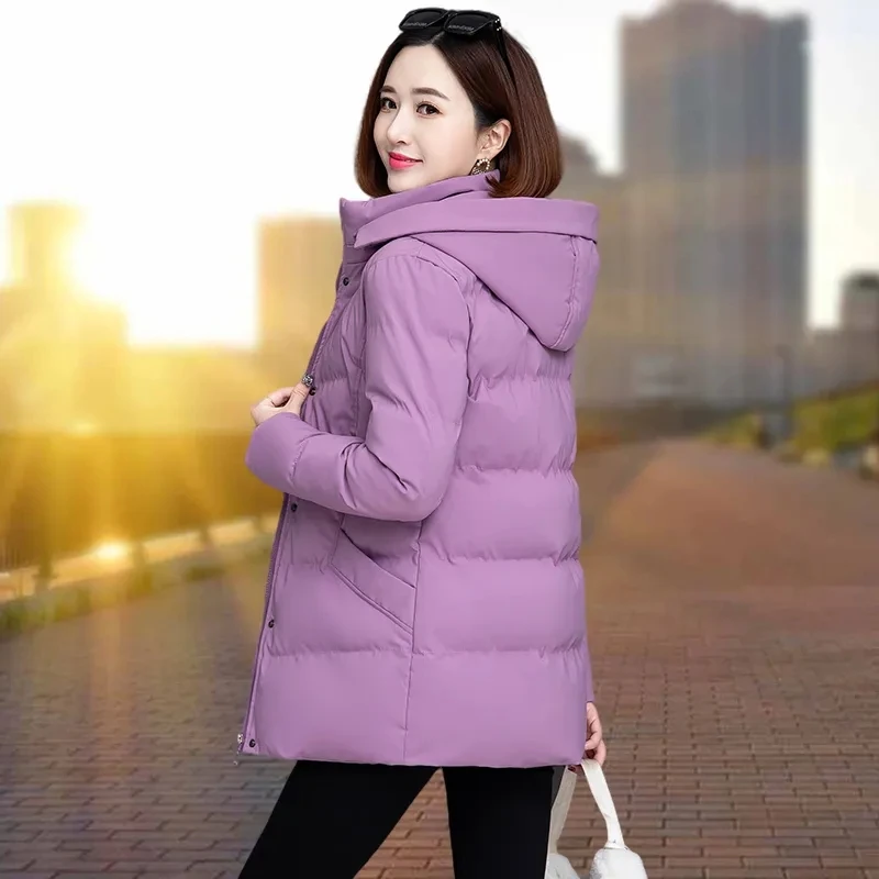 Winter Warm Oversized 4xl Parkas Women Zip Up Design Detachable Hooded Jacket Loose Stand Collar Coat Fashion Streetwear Outwear