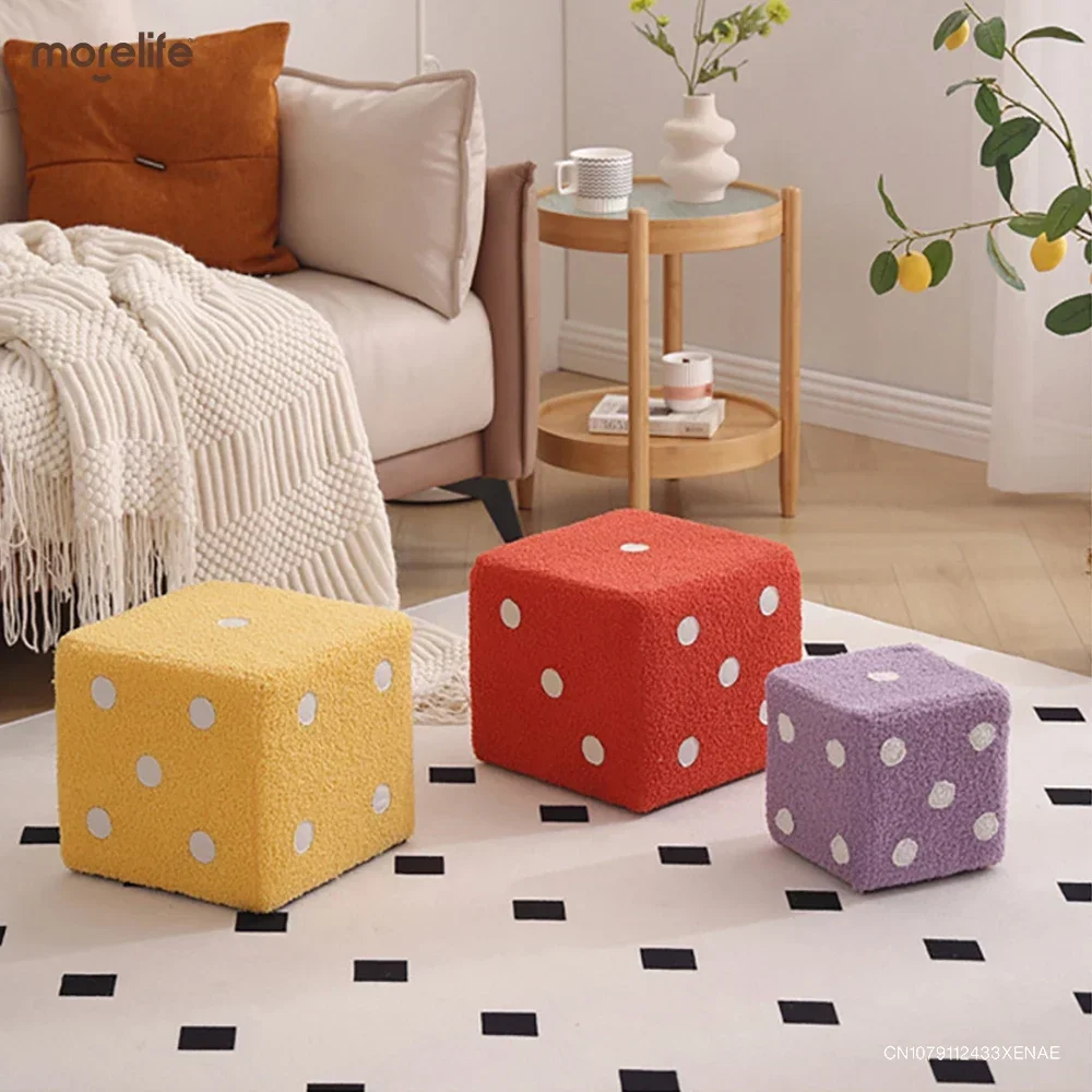 

Living Room Mobile Cubic Imitation Lamb Wool Funny Dices Stool Ottomans Shoe Change Stools Bedroom Decorative Home Furniture