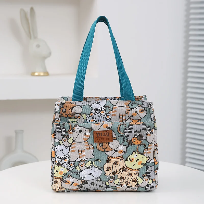 Insulated Lunch Bag Cartoon Print Large Capacity Thermal Cooler Picnic