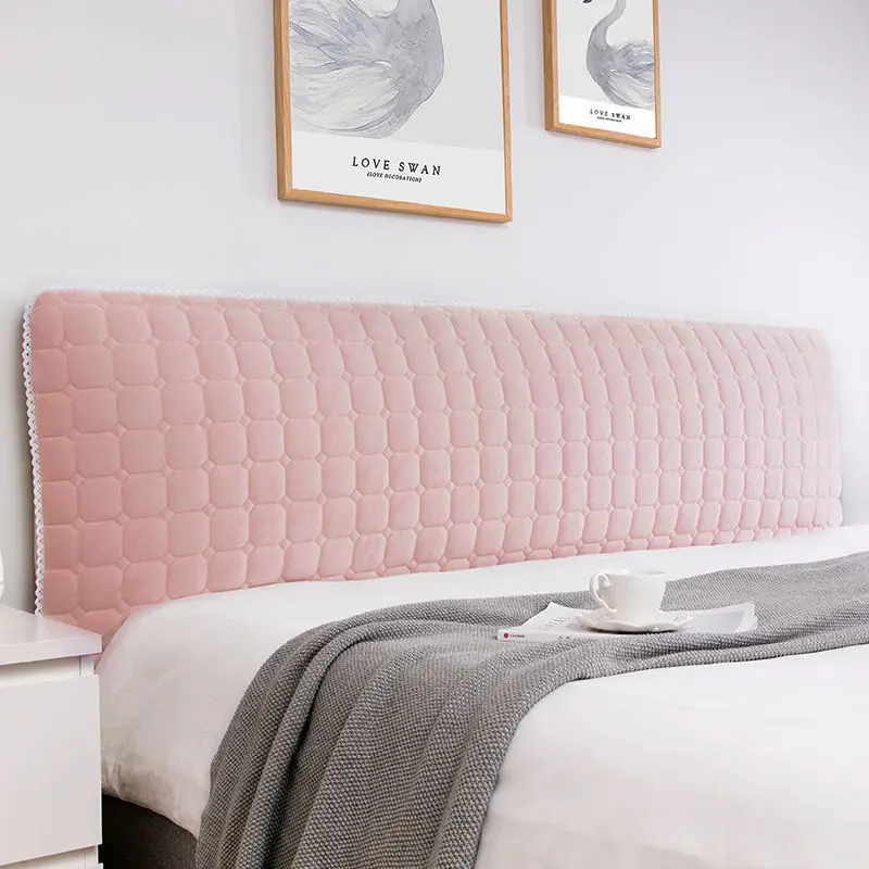 Solid Elastic Bed Headboard Cover Soft Bedroom Bedhead Dust Proof Cover Non-Slip Modern Hotel Removable Bedside Grey Pink