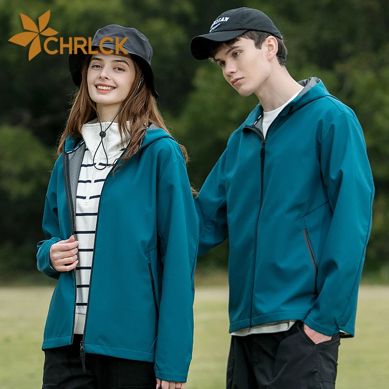 CHRLCK Men Waterproof Hiking Jacket Women Windproof Windbreaker