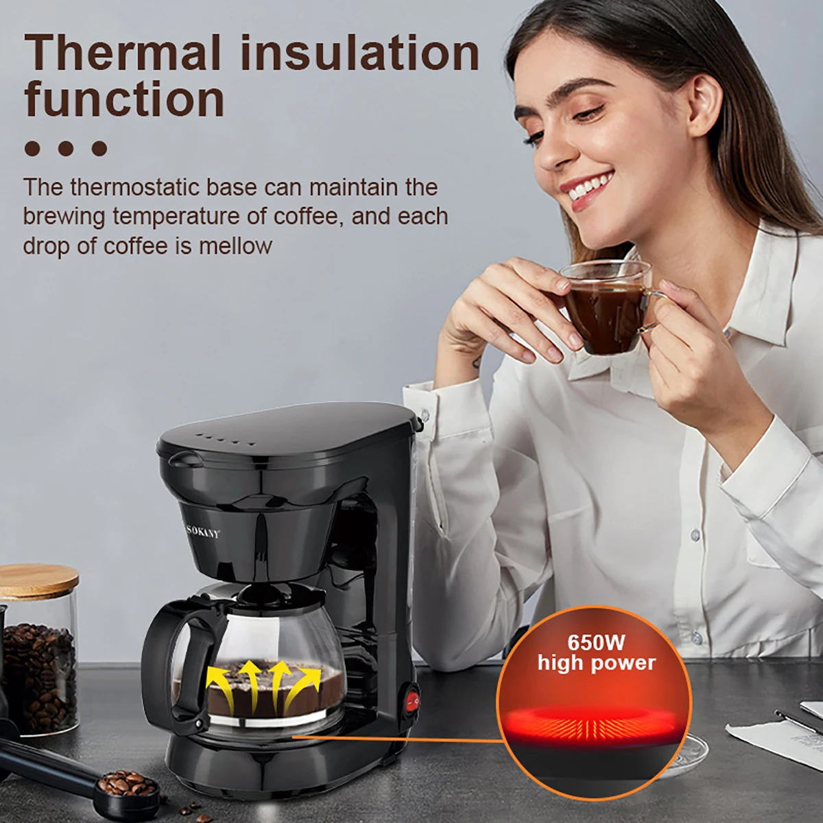 4-Cup Drip Coffee Maker - ماكينة قهوة بالتنقيط 4 أ...