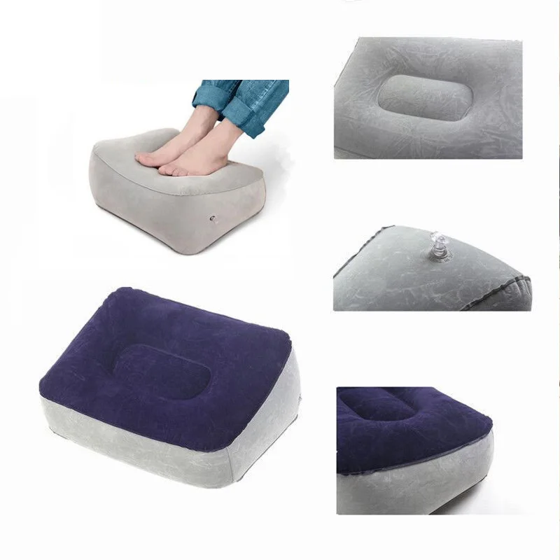 Inflatable Pillow Flocking Material Travel Pad Footstool Car Aircraft Foot Pedal Lumbar Support Two Colour Interior Accessories airplane foot rest car foot rest