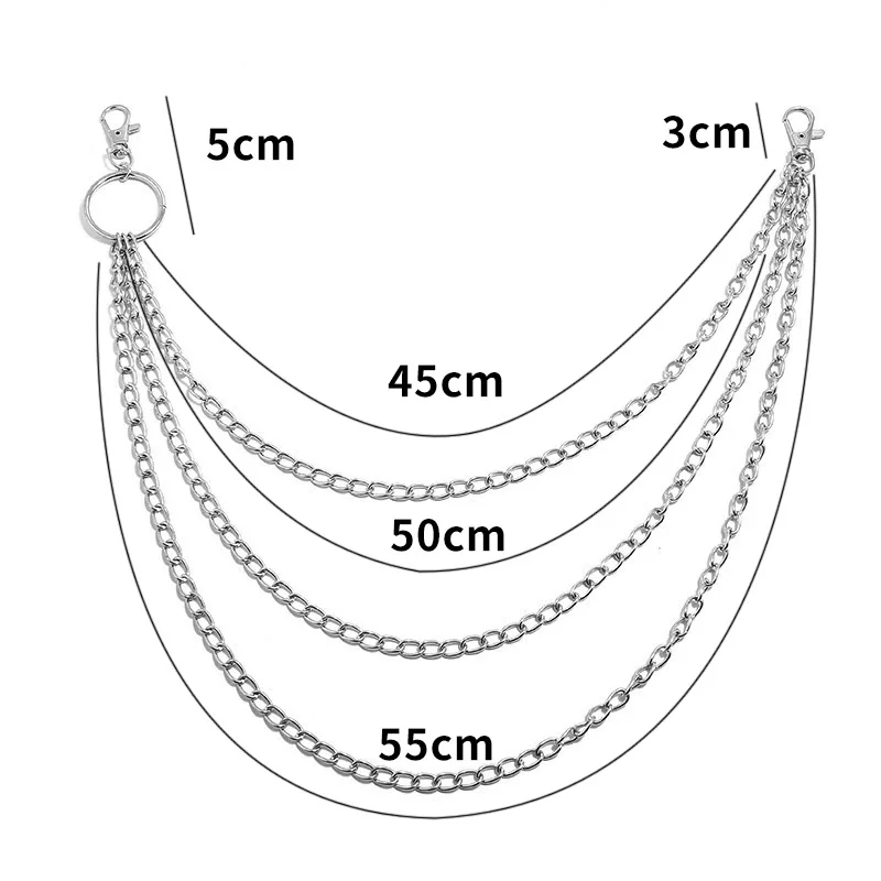 Metal Belt Chain HipHop Rock Punk Hook Trousers Pant Waist