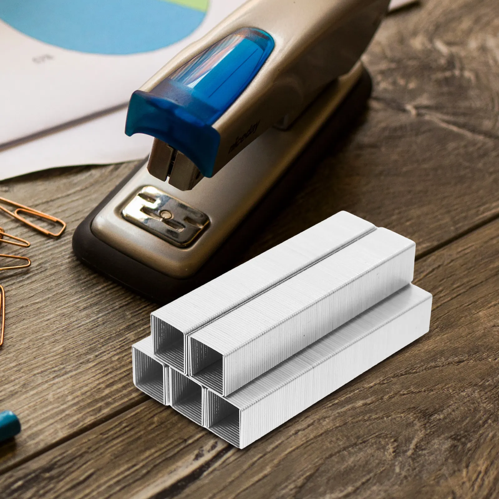 1000Pcs 표준 스테이플 헤비 듀티 스틸 리필 종이 바인딩용 사무실 학교 가정용 녹 방지 스테이플 핀 유니버설