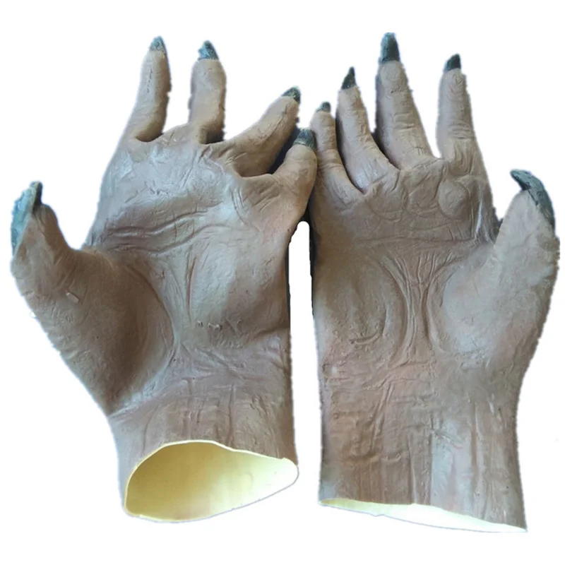 Gants De Loup-garou En Latex Pour Halloween, Couvre-pied à Griffes De Loup D'horreur, Gants à Pattes D'animaux, Festival D'animaux, Cosplay, Costume Horrible En Latex
