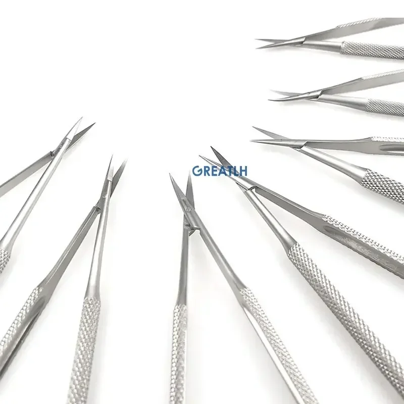 Cornea Scissors Micro Castroviejo Hand Tool Stainless Steel Ophthalmic Instrument Curved/Straight Head