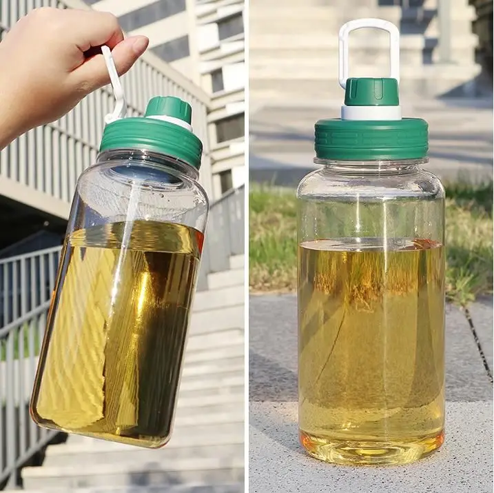 

Fast Ship 1L 32oz Plastic Sports Water Bottle Acrylic Fitness Colorful Lid with Handle Double Wall Portable Coffee Mug