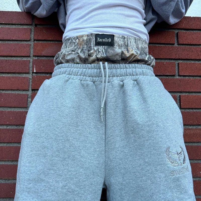 Y2K Retro Sweatpants Double Waisted Embroidered Camouflage Pattern Wide Leg Pants Men Trend Casual Streetwear Unisex Baggy Pants 5