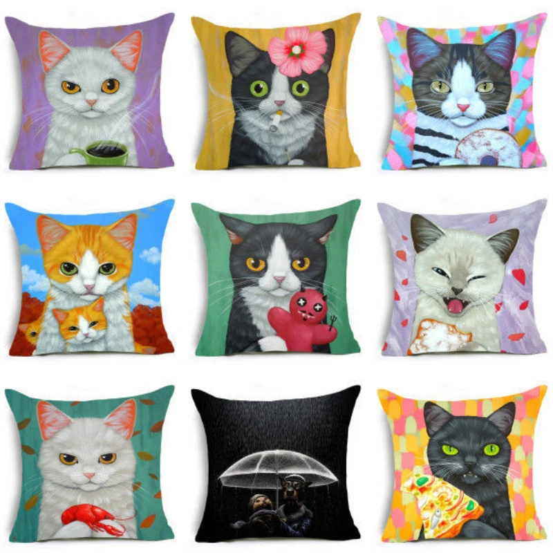 

Funny Cat Man Throw Pillow Case Cute Kitten Cat Pillowcases for Pillows Bed Sofa Boy Girl Kid Room Aesthetics Pillow Cover 40x40