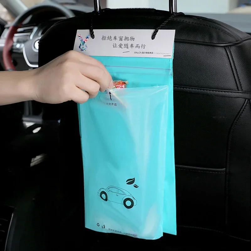 Car Trash Bag Creative Sticky Disposable Seat Back Storage Plastic Sack