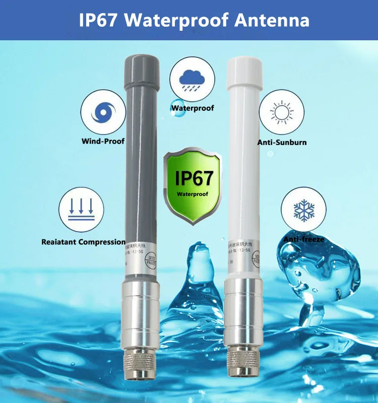 야외 방수 유리 섬유 기지국 안테나 5G 4G LTE 3G GSM 옴니 FRP 600-6000MHz 헬륨 마이너 증폭기 안테나 IP67