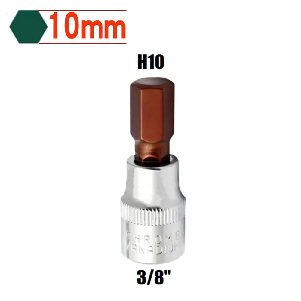 3/8 Vierkantantrieb Steckschlüssel Sechskantschraubendreher Bits H3-10 Chrom-Vanadium-Stahl Sechskant-Ratschenschlüssel für elektrische Schraubenschlüssel – Detail 15