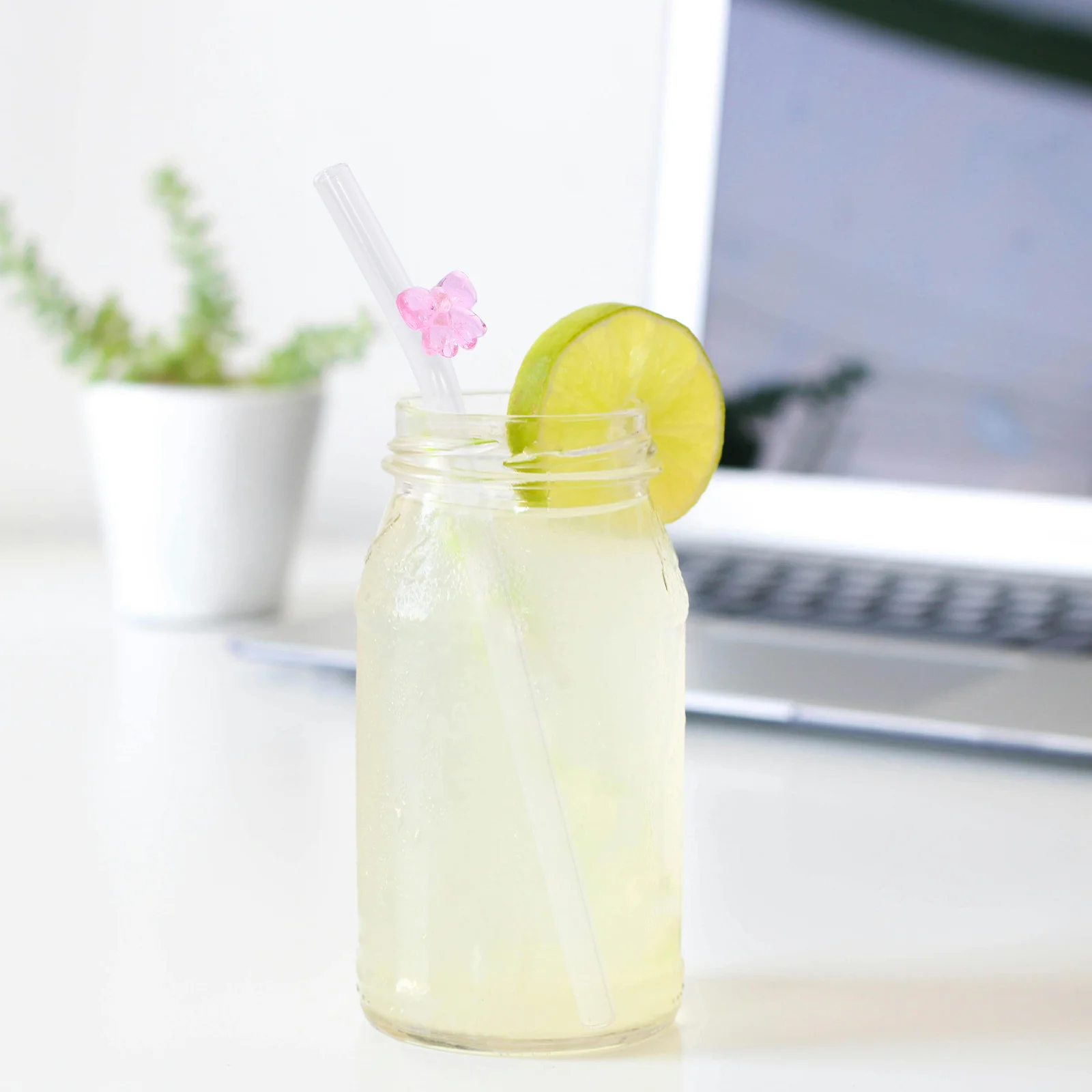 Bowknot Glass Straw Reusable Bowknot Glass Straw Drinking