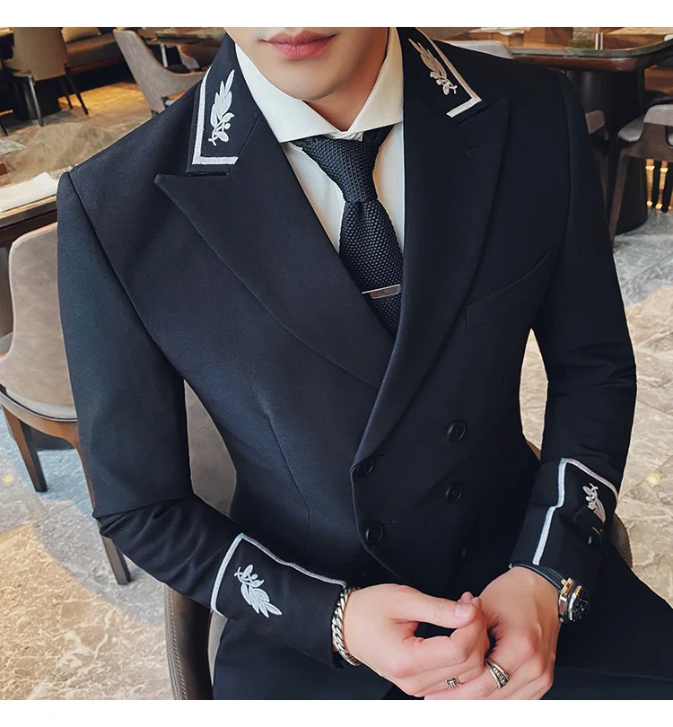 Hombre Chaqueta Formal Korean Suit Coat Men's Slim Fit Jacquard Embroidery 2022 New Autumn Blazer Hombre Mens Stylish Blazer casual blazer for men