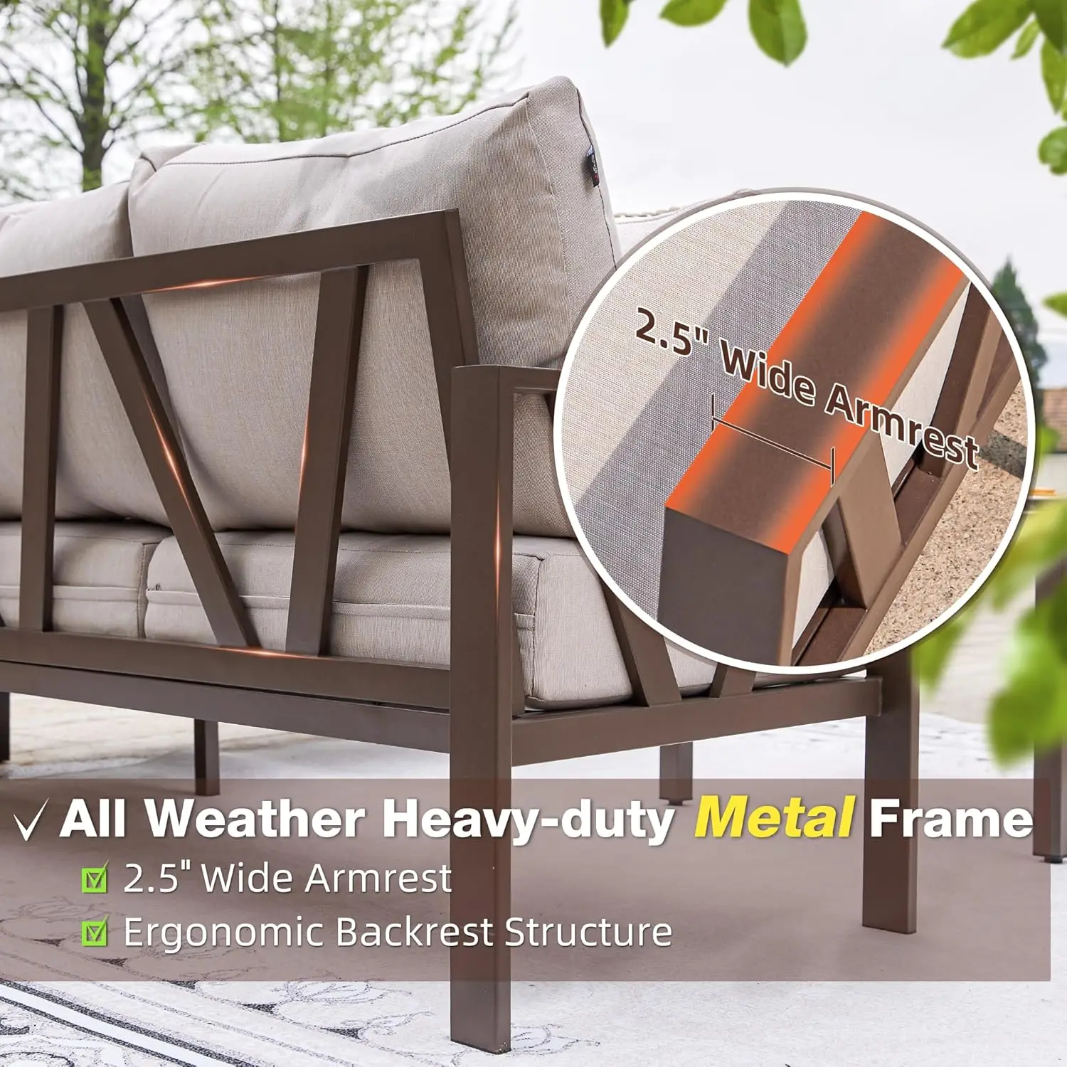 6-Piece L-Shaped Metal Patio Sectional 3