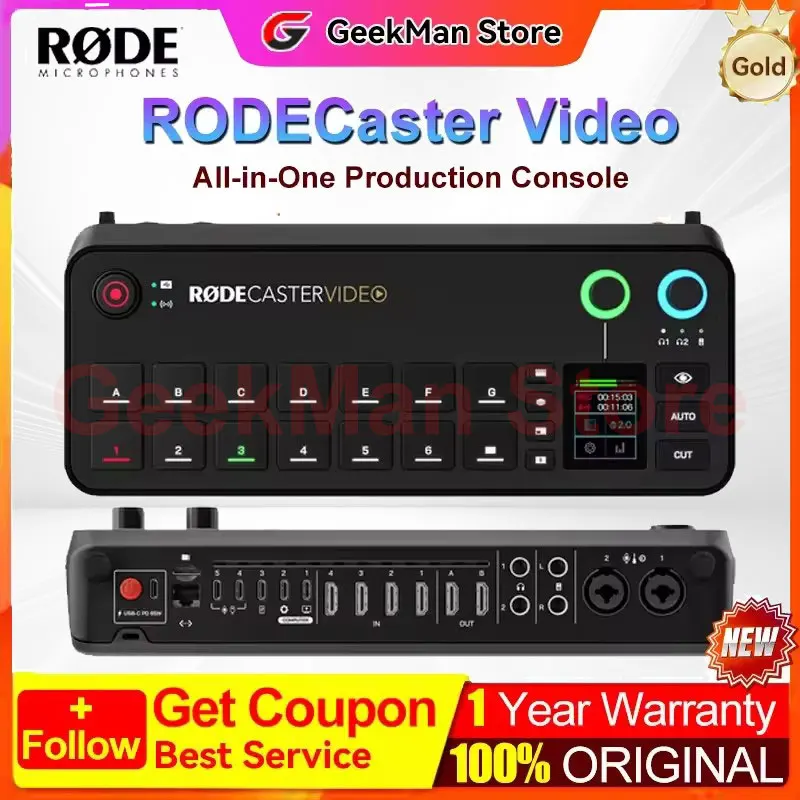 Rode Rodecaster Video Audio Mixer 4 X Hdmi & 2 X Usb-C Inputs All-In-One Production Console Switcher &middot;with Integrated