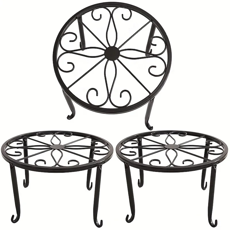 1/2pcs Heavy Duty Metal Rustproof Iron Plant Stand - Perfect for Indoor/Outdoor Garden Planters & Pots!