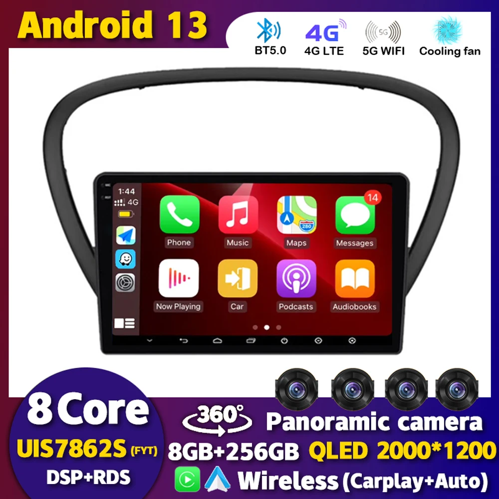 

Android 13 Wireless Carplay Auto Car Radio For Peugeot 607 2004 -2007 2008 2009 2010 Multimedia Player Stereo Navigation GPS DSP