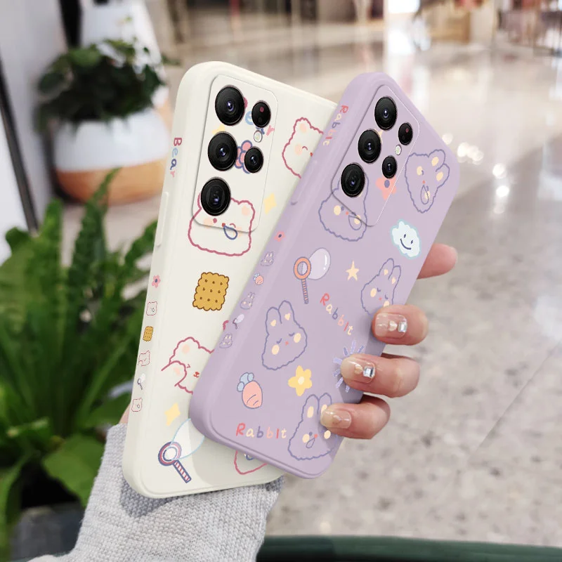 Custodia Per Telefono Con Animali Carini Per Samsung Galaxy S24 S23 S22 S21 S20 Ultra Plus Fe S10 S9 S10E Note 20 Ultra 10 9 Plus Cover