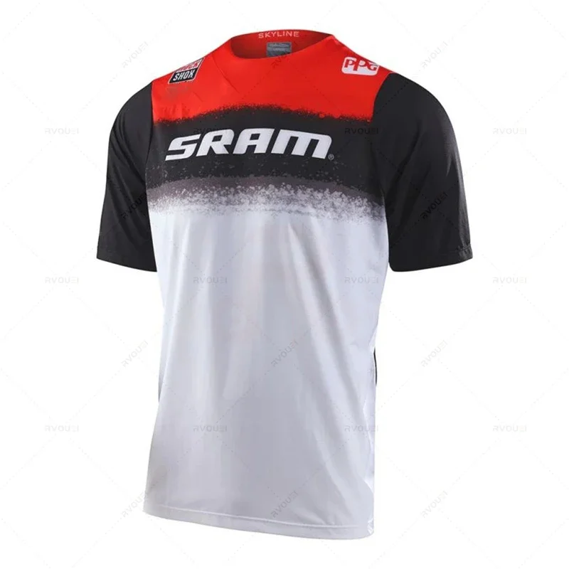 thumbnail image 1 of Nueva camiseta de ciclismo de manga larga Sram para moto todoterreno, para descenso, resistencia, carreras de montaña, poliéster, transpirable, de secado rápido, 1 of 5