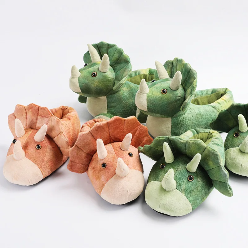 Unisex Dinosaur Pattern Creative Slippersv For Men & Women Indoor, Autumn Winter Cozy & Warm Soft Sole Slip On Shoes