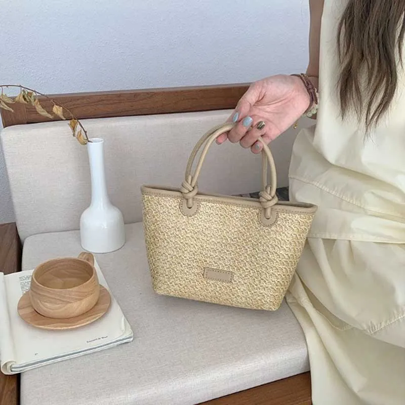 Straw Shoulder Bag Retro Design Ladies 4