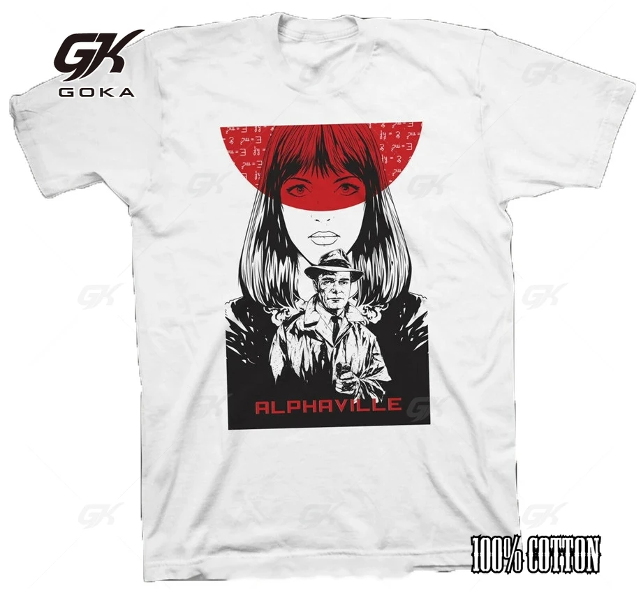 thumbnail image 1 of Camiseta Alphaville Jean-Luc Godard Eddie Constantine Anna Karina Akim Tamirof Camiseta de figura completa Camisetas de algodón para hombre, 1 of 4