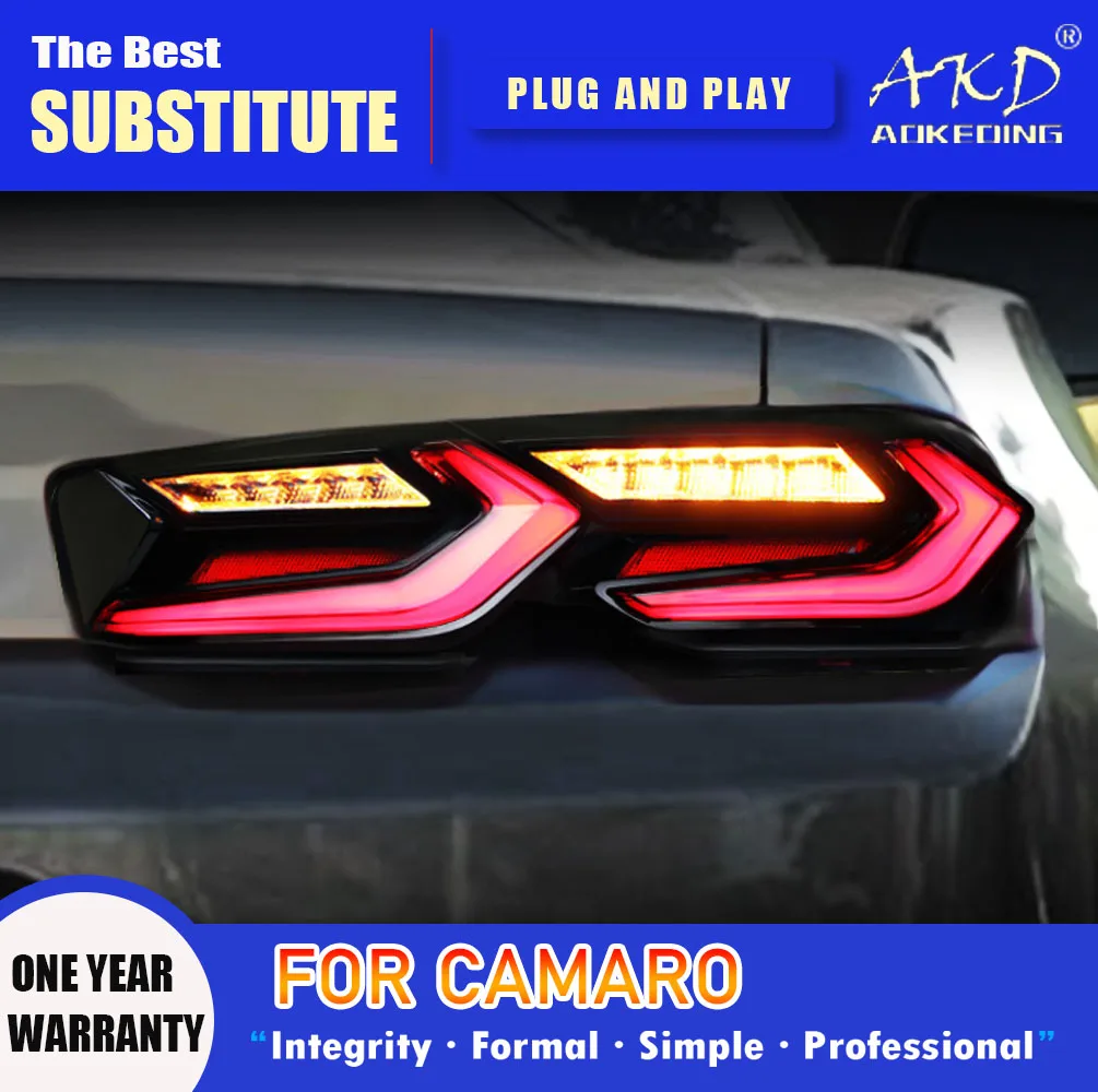 

Задний фонарь AKD для Chevrolet camaro RS, светодиодный задсветильник 2019-2020 camaro RS, задний противотуманный тормозной сигнал поворота, автомобильные аксессуары