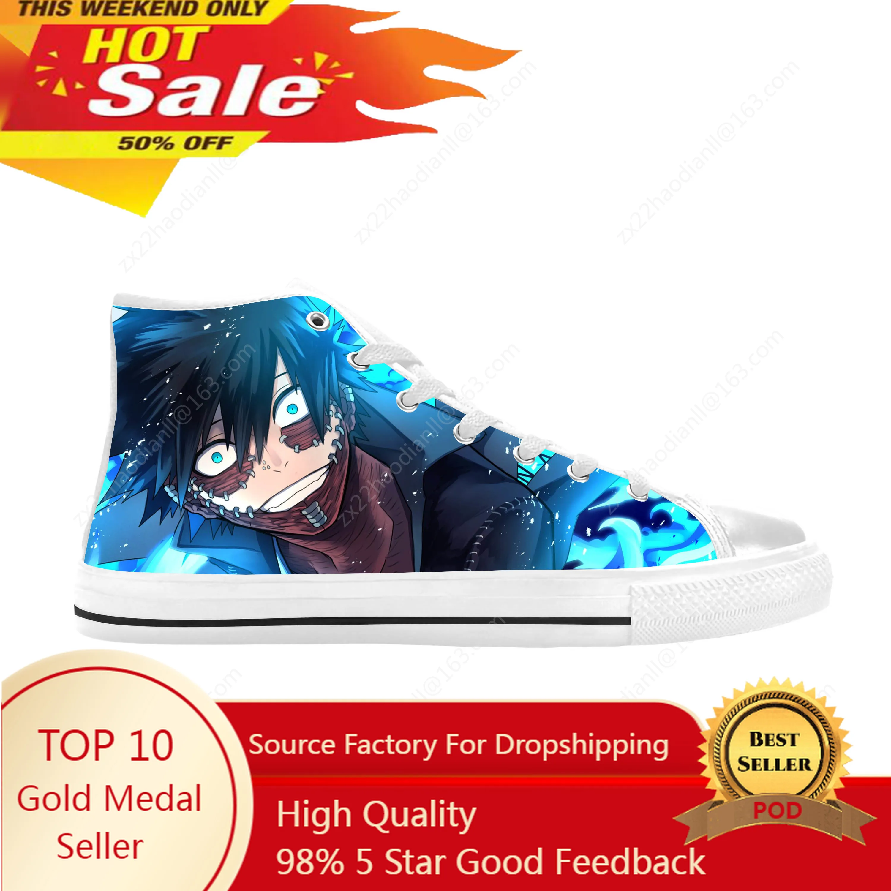 

Anime Cartoon Manga Comic My Hero Academia Dabi Casual Cloth Shoes High Top Comfortable Breathable 3D Print Men Women Sneakers