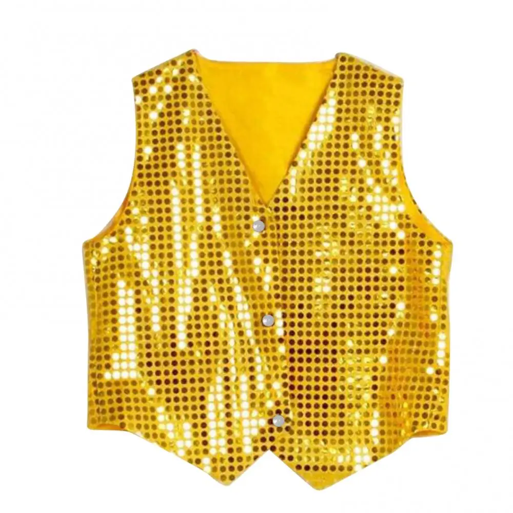 Children Shining Sequins Clothes Boys Students Christmas Stage Performance Costumes Kids Hip-hop Jazz Stage Dance Vest Waistcoat 4