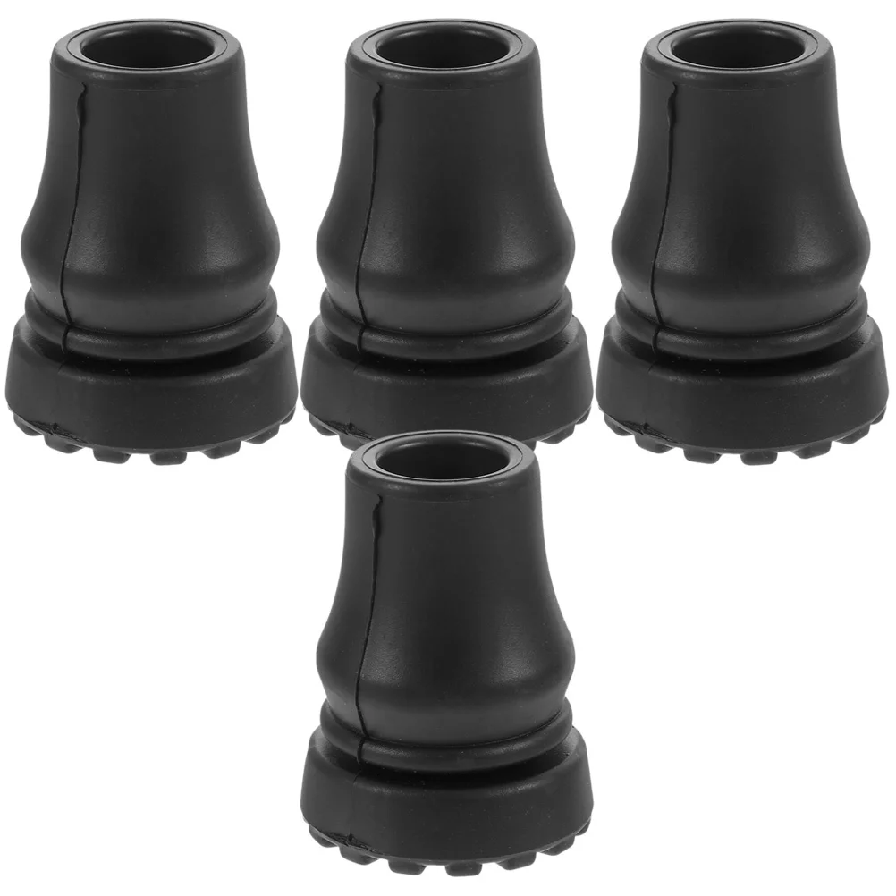 

4 Pcs Cane Tip Trekking Pole Cover Travel Black Door Handle Foot Rubber Walking Stick Replacement