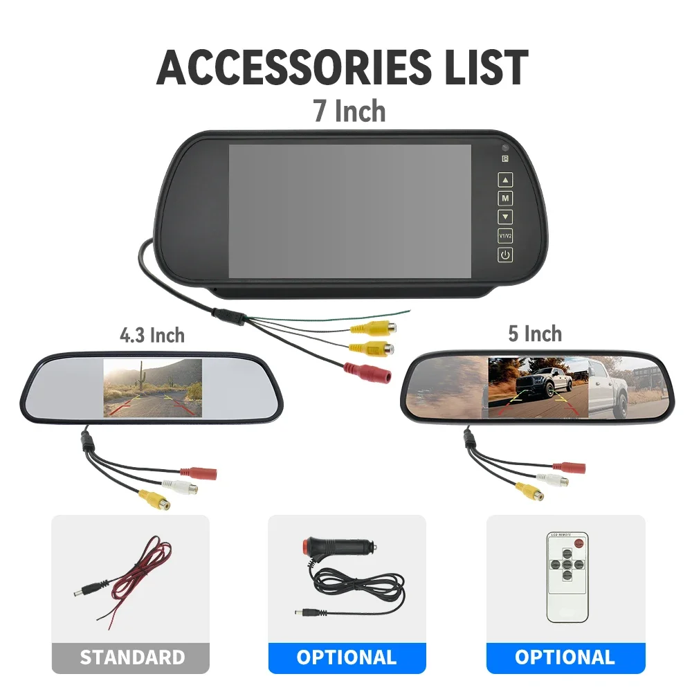 Car Parking Monitor 7 Inch Car Mirror Monitor for Vehicle Parking 7" TFT LCD HD Screen for Rear View Camera Rervesing Dispaly Universal car display monitor display