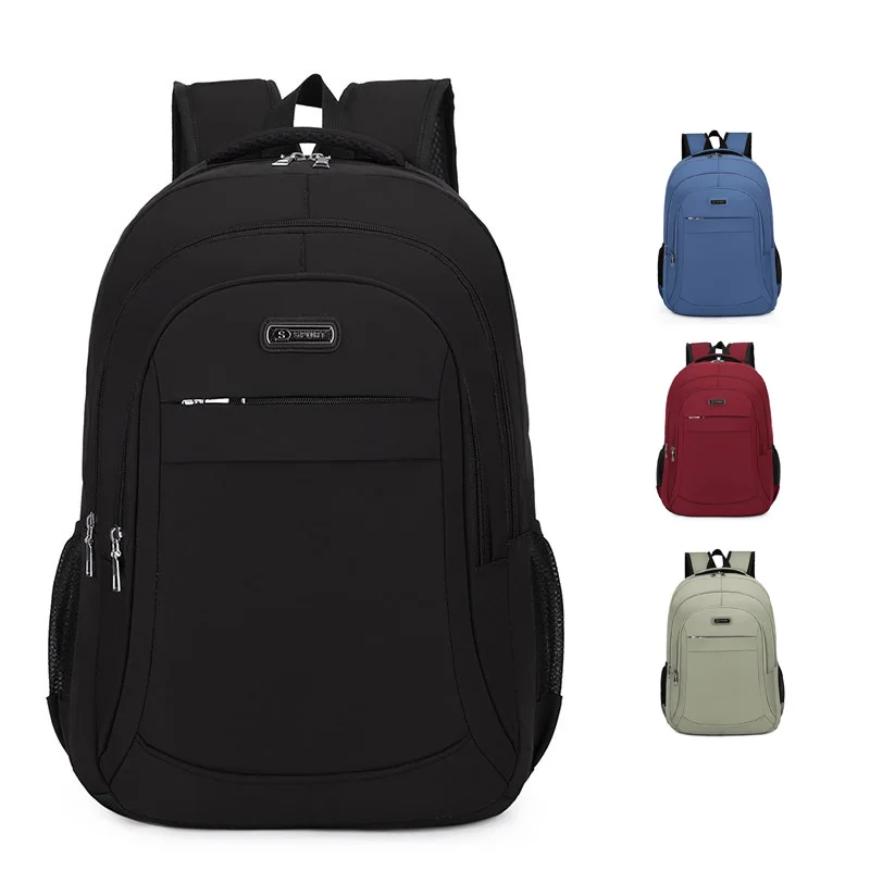 

15-inch Laptop Backpack Men's Business Negotiation Backpack Large Capacity Waterproof Student Satchel Solid Color Schoolbag
