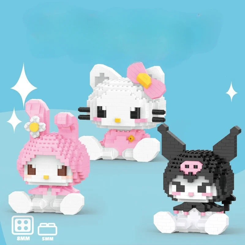 

2024 летний строительный блок Sanrio Kuromi, собранные игрушки для детей, аниме Hello Kitty My Melody Cinnamoroll, куклы-пазлы, подарки