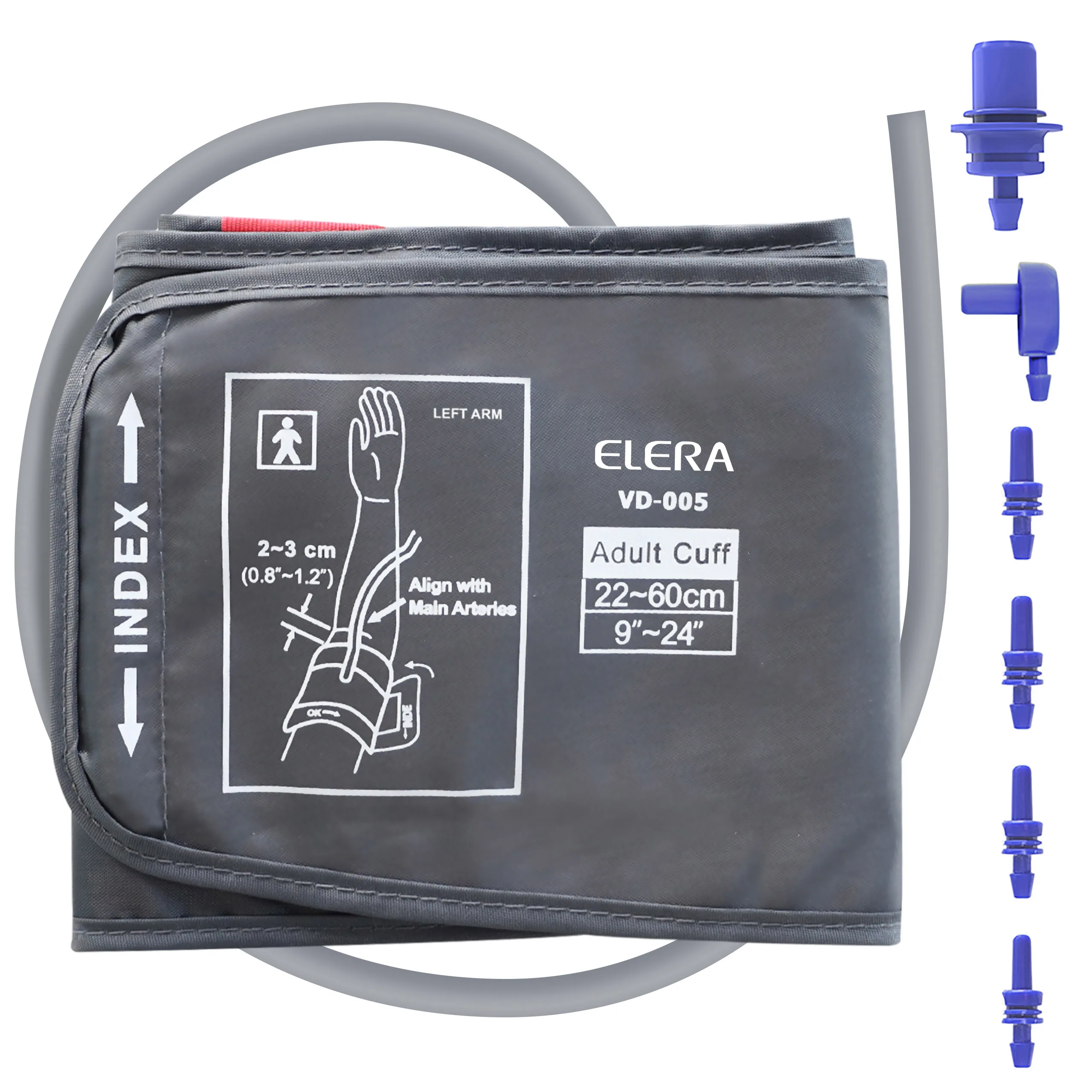 ELERA Adjustable Adult Arm Blood Pressure 22-60cm Cuff Big Size With 6pcs Connector 15-24CM Cuff Tube Blood Pressure Tonometer