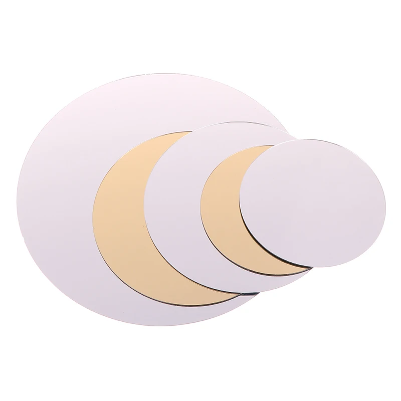 Round Mirror Glass Tray Diy Acrylic Circle Candle Plates Wedding Party Table Centerpiece Decoration Large Capacity Platter Tiles 5