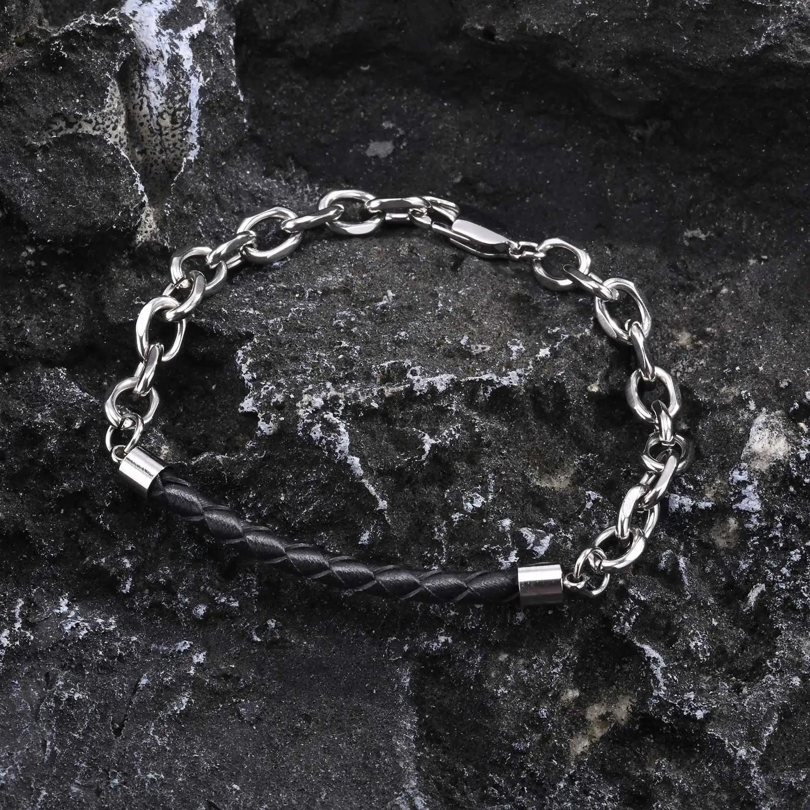 Vnox Stainless Steel Rolo Chain Bracelets for Boys Men